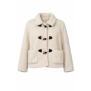 LOFT Outlet Sherpa Fleece Toggle Jacket Cream Teddy Coat XS